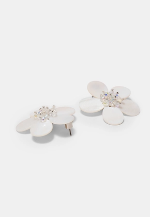 Серьги-цветы с перламутровым эффектом- Заказать в России