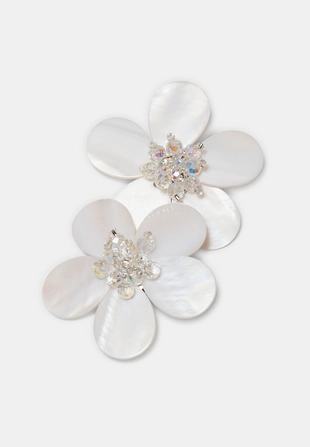 Серьги-цветы с перламутровым эффектом- Заказать в России