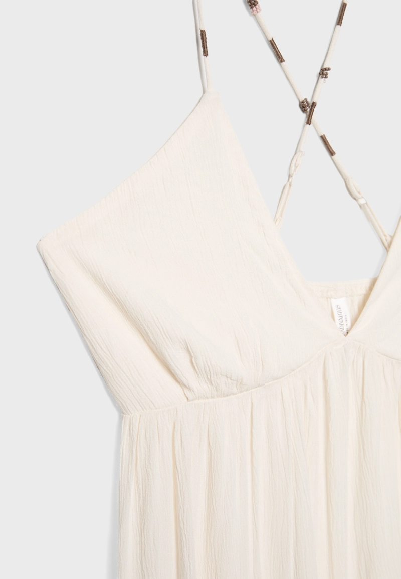 Длинное платье из вискозы с бусинами