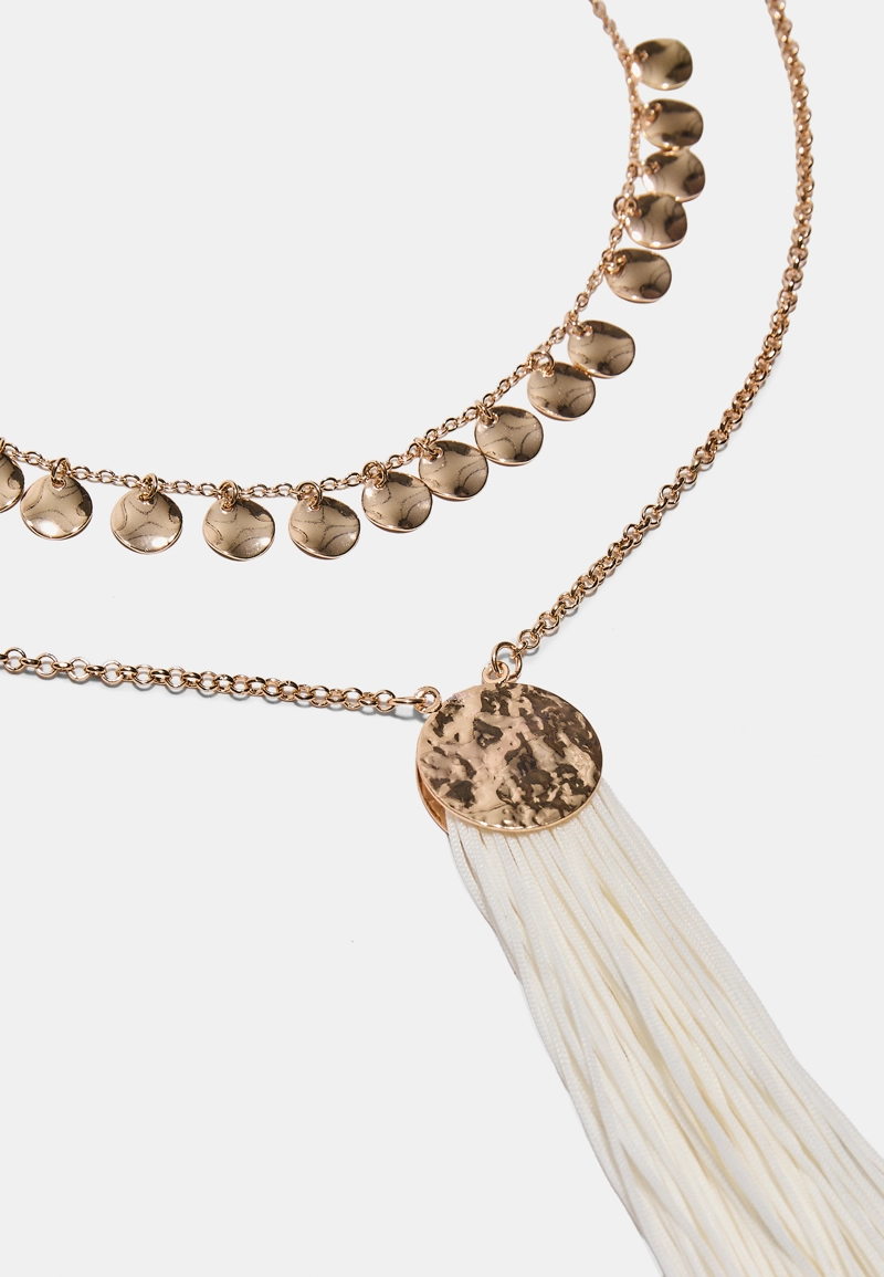 Набор из 2 колье с подвеской-кисточкой