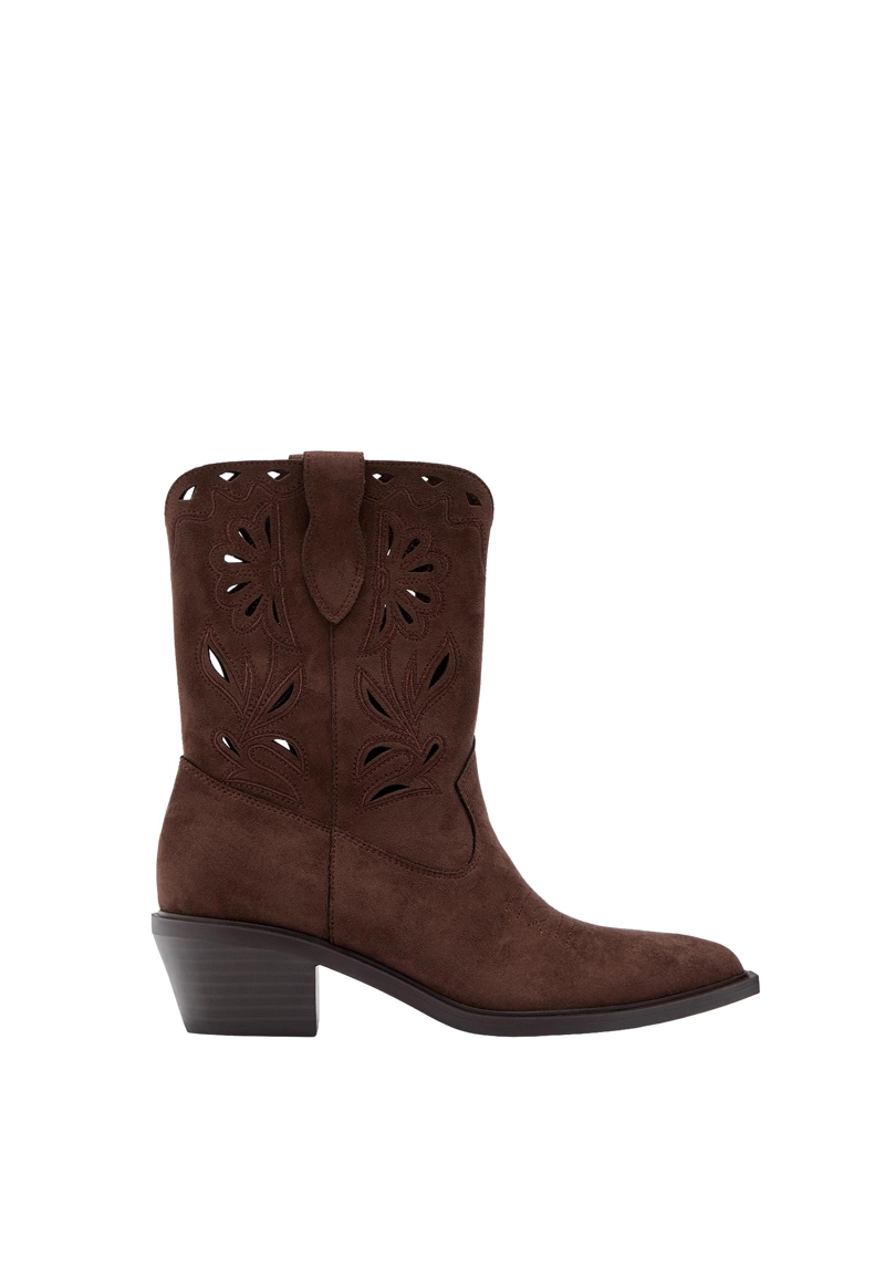 Ковбойские ботильоны из искусственной кожи с перфорацией