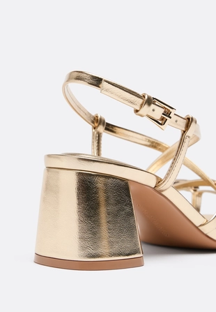 Босоножки на каблуке с множеством ремешков- Заказать в России