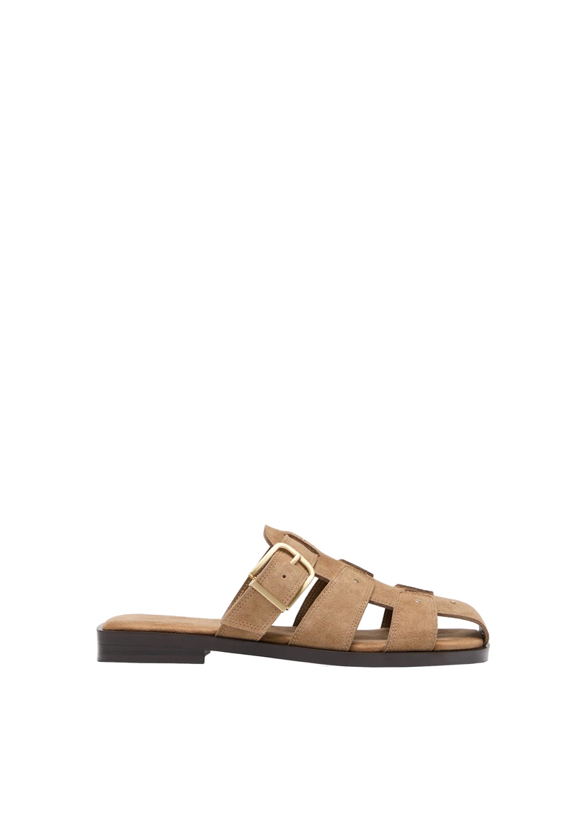 Кожаные сандалии с ремешками и пряжкой без задника