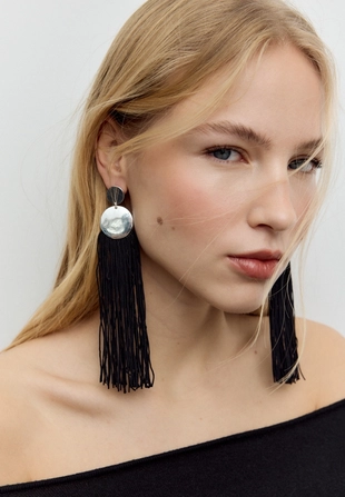 Длинные серьги с бахромой- Заказать в России