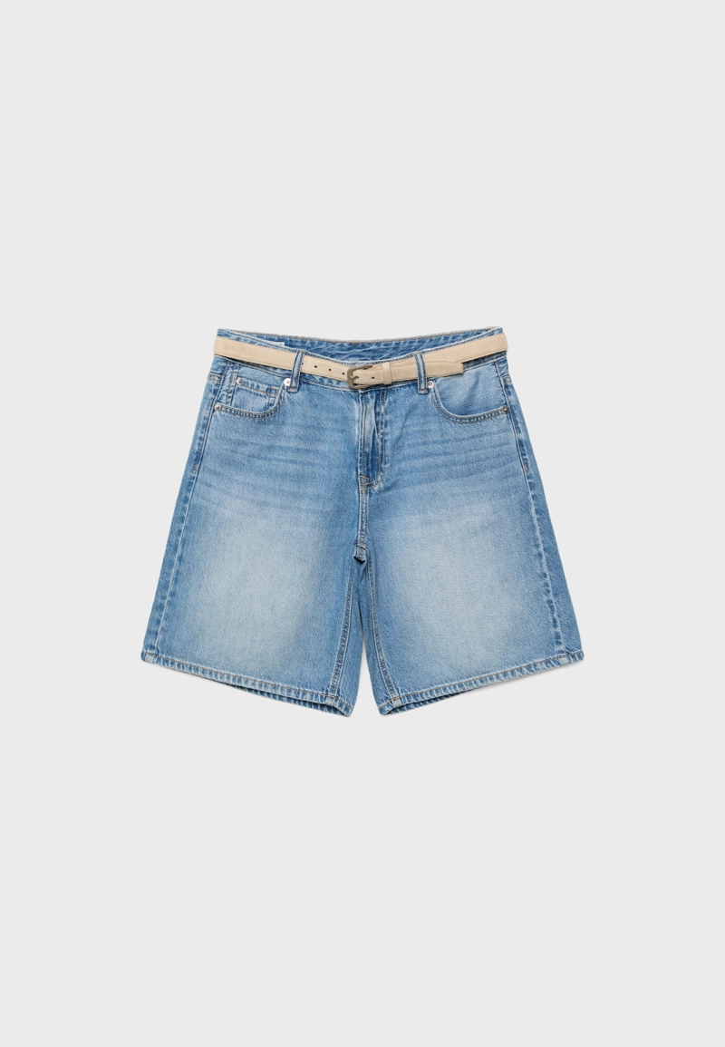 Джинсовые шорты с поясом