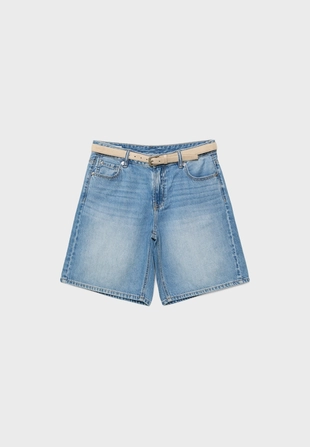 Джинсовые шорты с поясом- Заказать в России