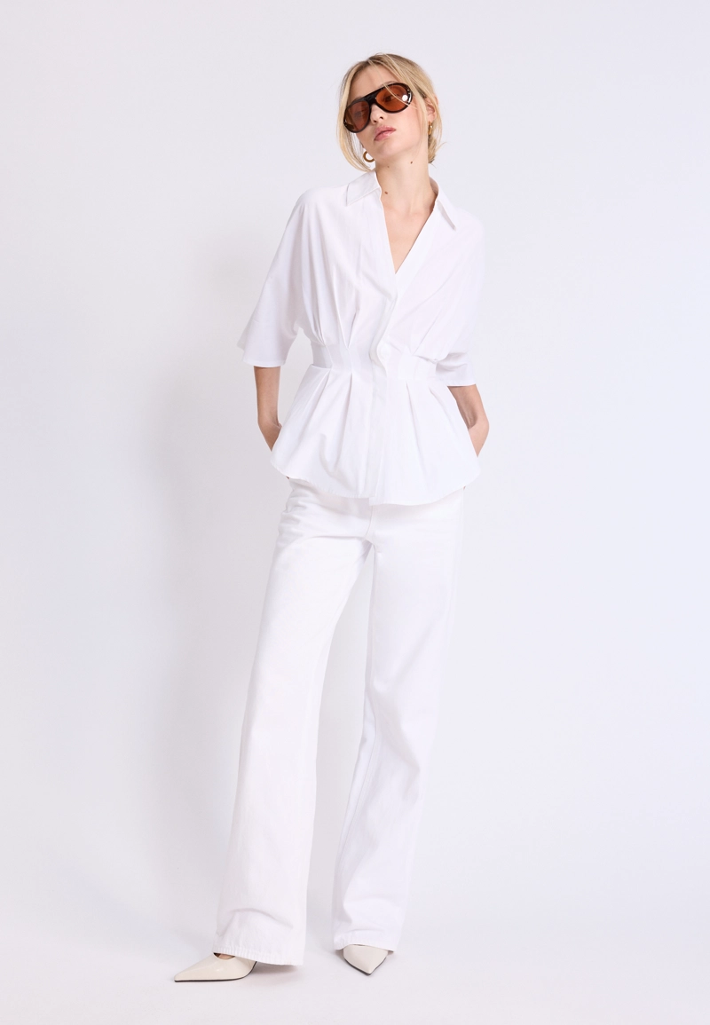 Рубашка из поплина с рукавами в стиле кимоно