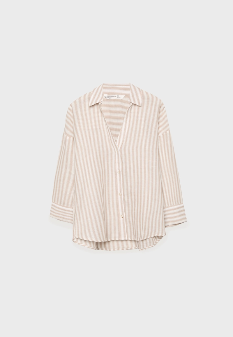 Рубашка с рукавом в стиле кимоно, эффект льна