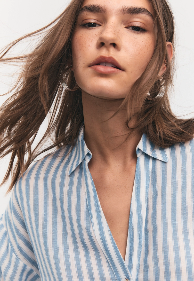 Рубашка с рукавом в стиле кимоно, эффект льна