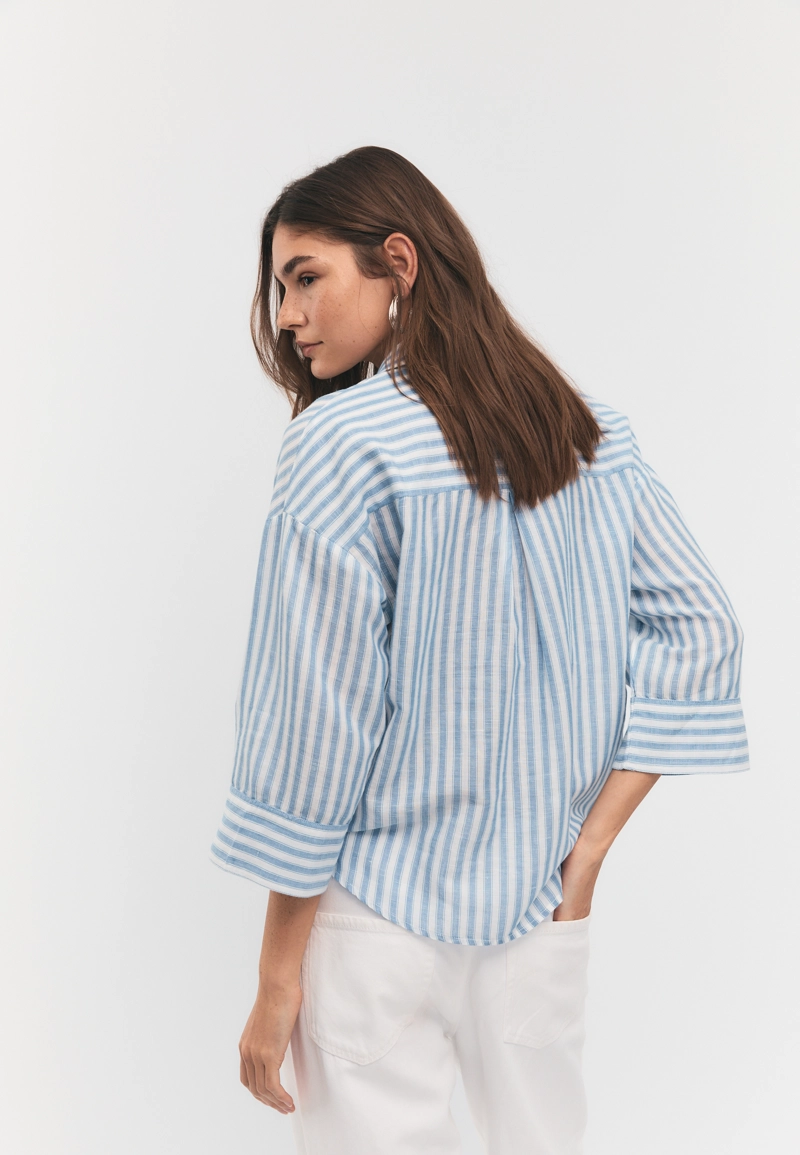 Рубашка с рукавом в стиле кимоно, эффект льна