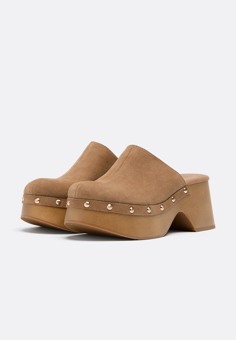 Кожаные сабо на платформе