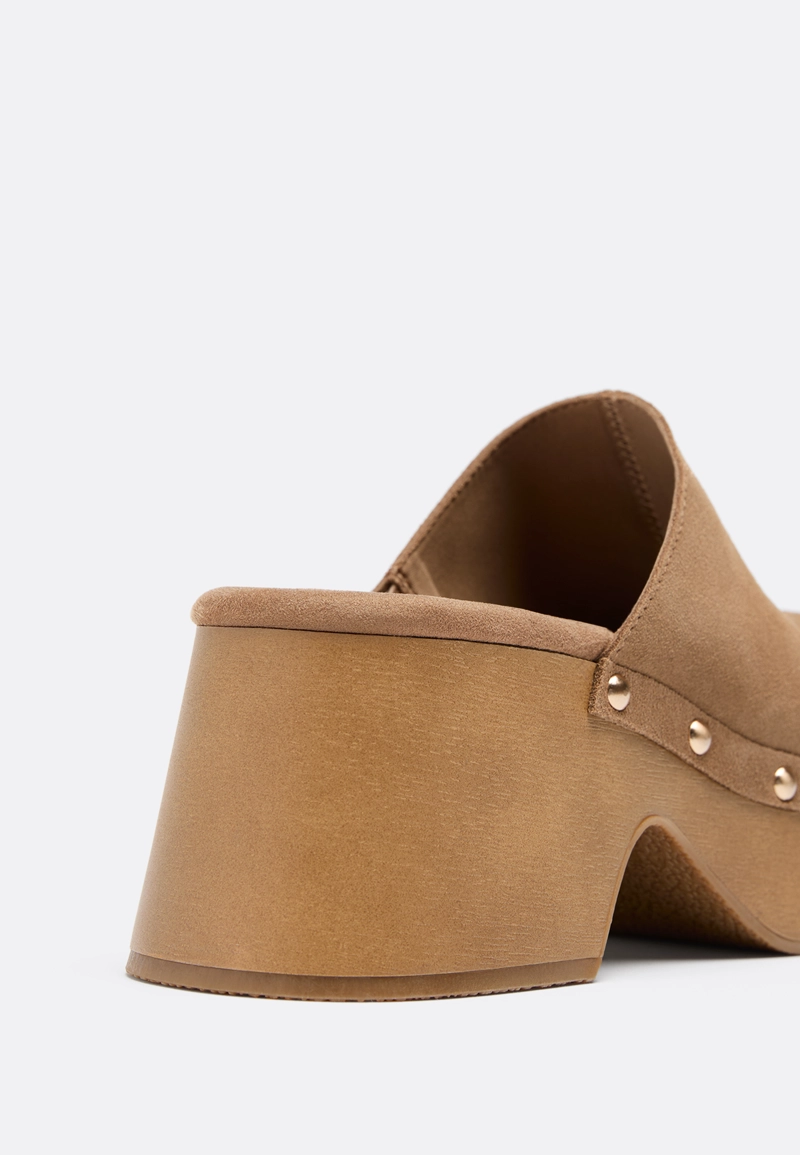 Кожаные сабо на платформе