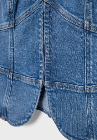 Денимовый топ ципао с горловиной халтер- Заказать в России