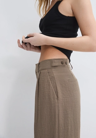 Широкие брюки рустик с регулируемыми пуговицами- Заказать в России