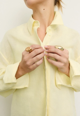 Рубашка свободного кроя с эффектом льняной ткани- Заказать в России