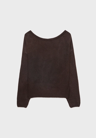 Мягкий вязаный джемпер с вырезом-лодочкой- Заказать в России