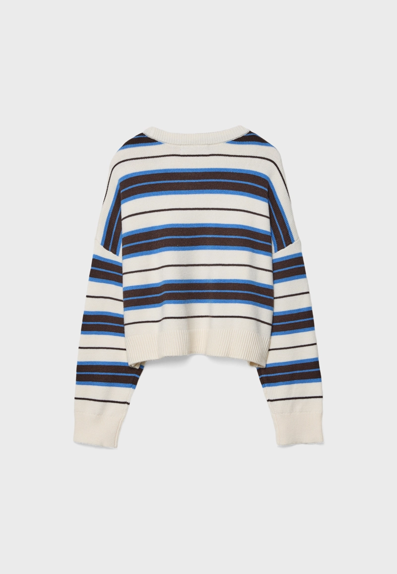 Укороченный полосатый трикотажный свитер