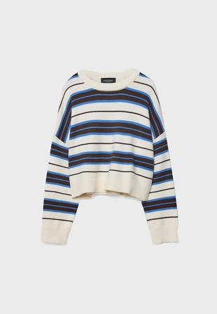 Укороченный полосатый трикотажный свитер- Заказать в России