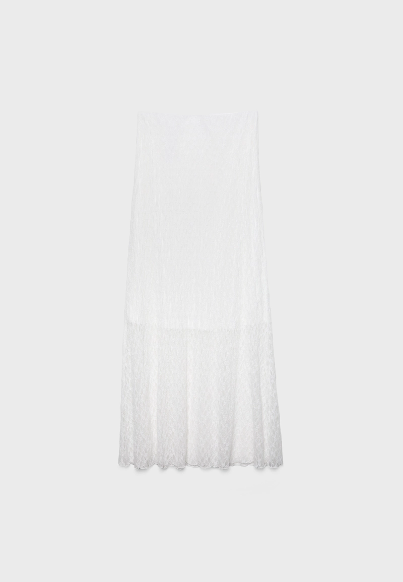 Юбка миди с кружевом и сборками