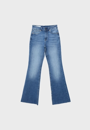 Джинсы клеш D74 с разрезом- Заказать в России