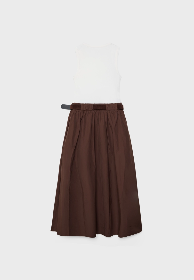 Платье миди без рукавов с поясом