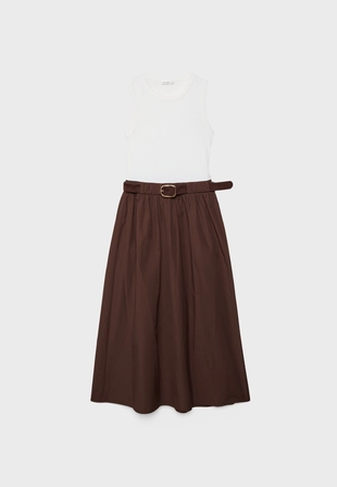 Платье миди без рукавов с поясом- Заказать в России