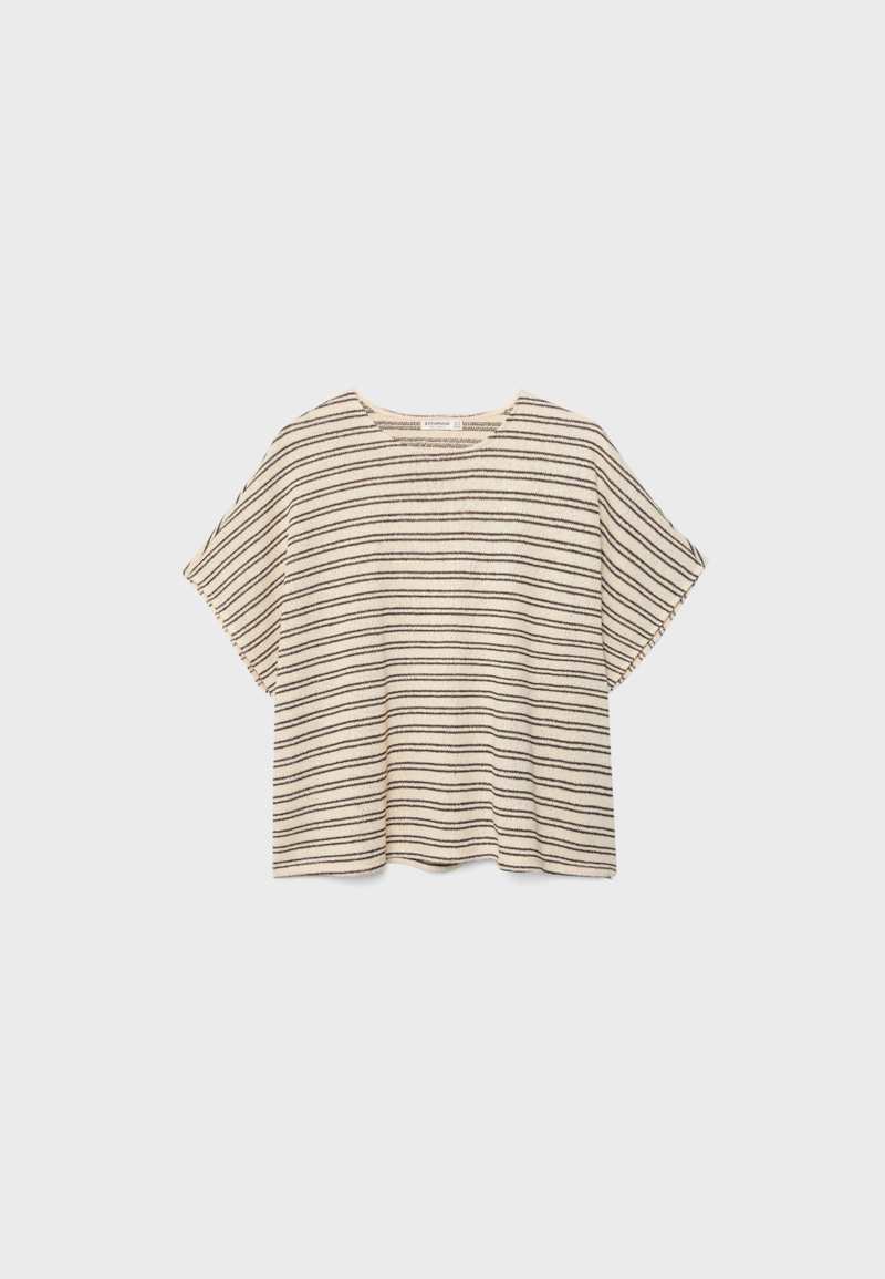 Футболка в полоску с эффектом накидки