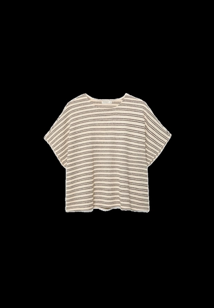 Футболка в полоску с эффектом накидки- Заказать в России