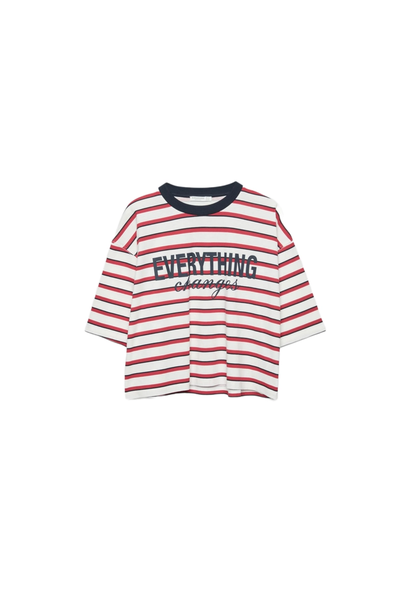 Футболка с короткими рукавами, в полоску, с принтом