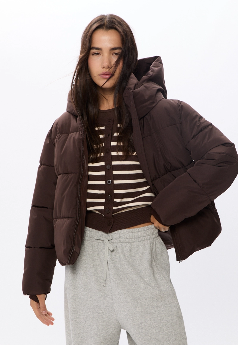 Базовая стеганая куртка с капюшоном