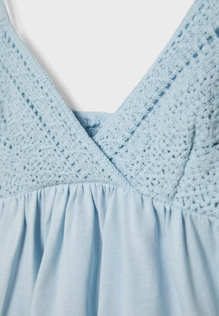 Топ на бретелях с отделкой кроше- Заказать в России