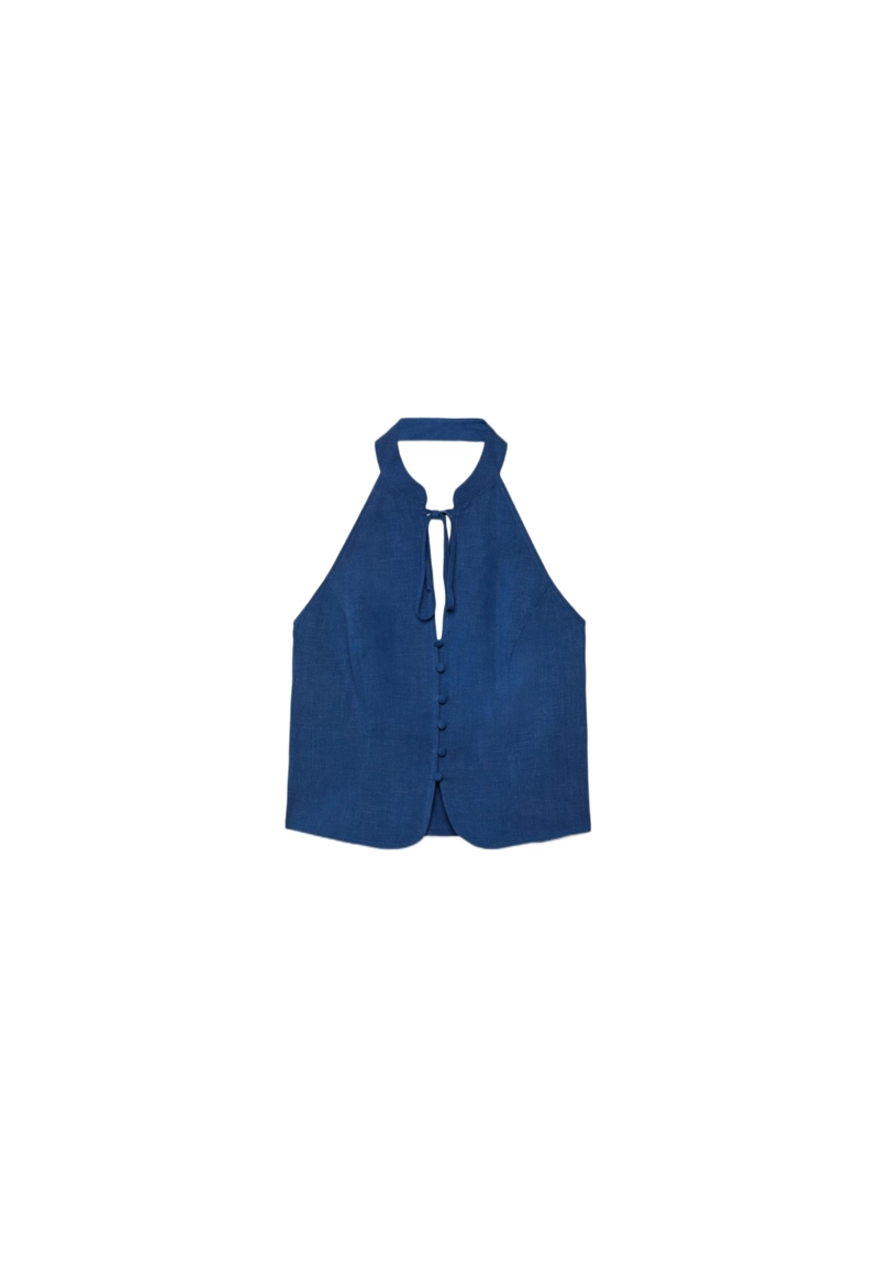 Топ ципао с горловиной халтер и пуговицами