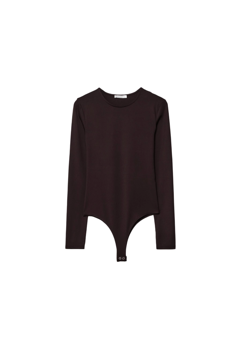 Боди из полиамида с длинными рукавами