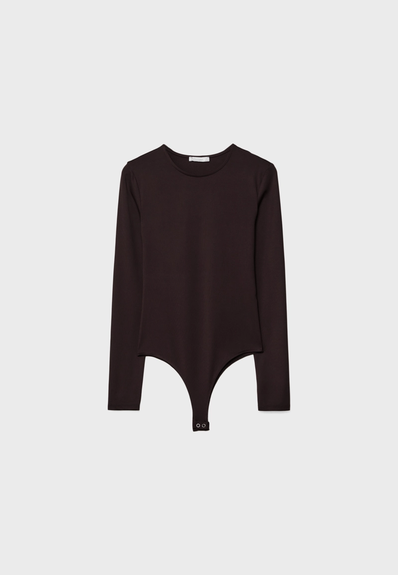 Боди из полиамида с длинными рукавами