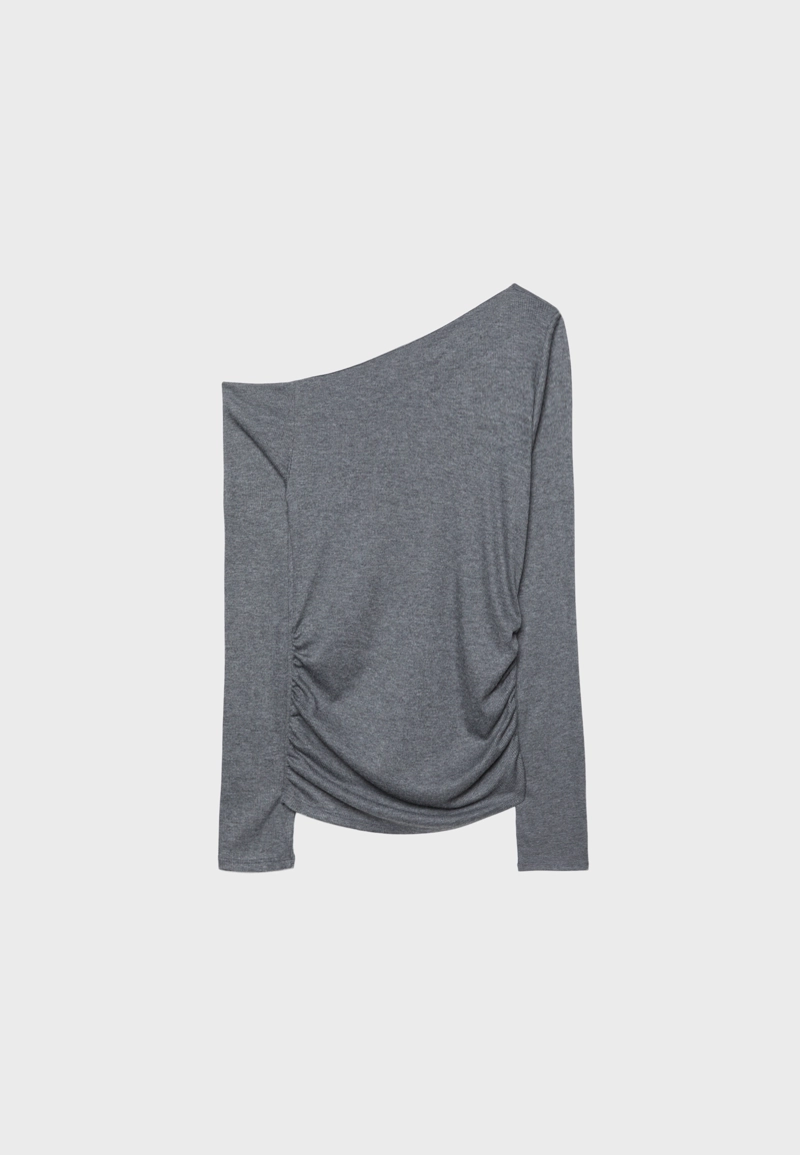 Асимметричная футболка с рюшами