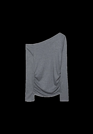 Асимметричная футболка с рюшами- Заказать в России