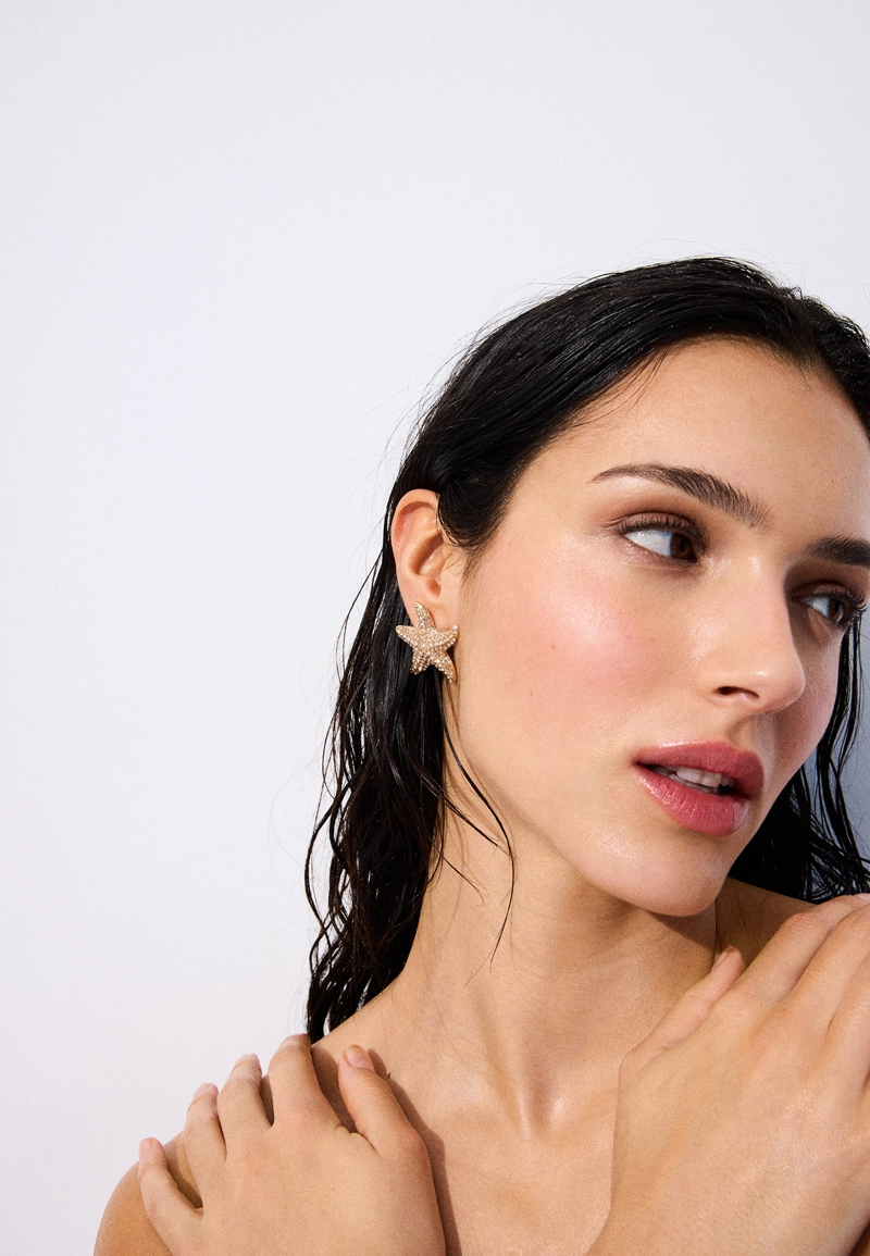 Серьги-морские звезды с блестящей отделкой