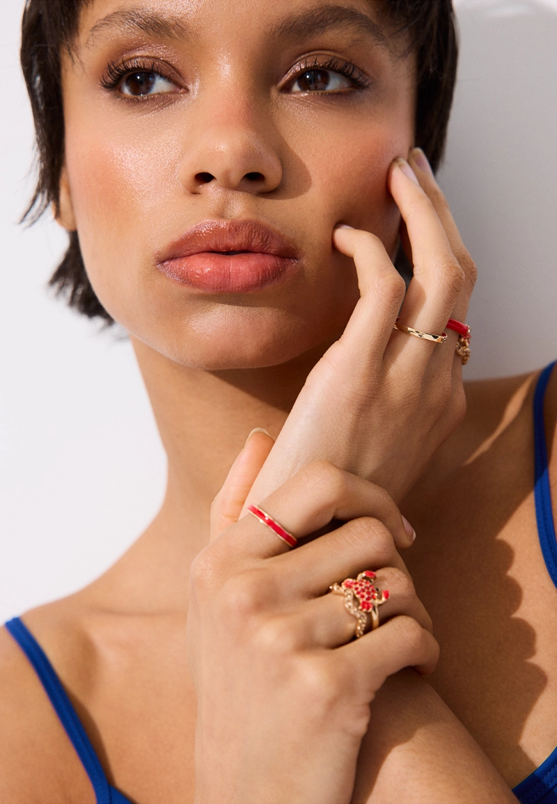 Набор из 7 колец «Краб» со стразами