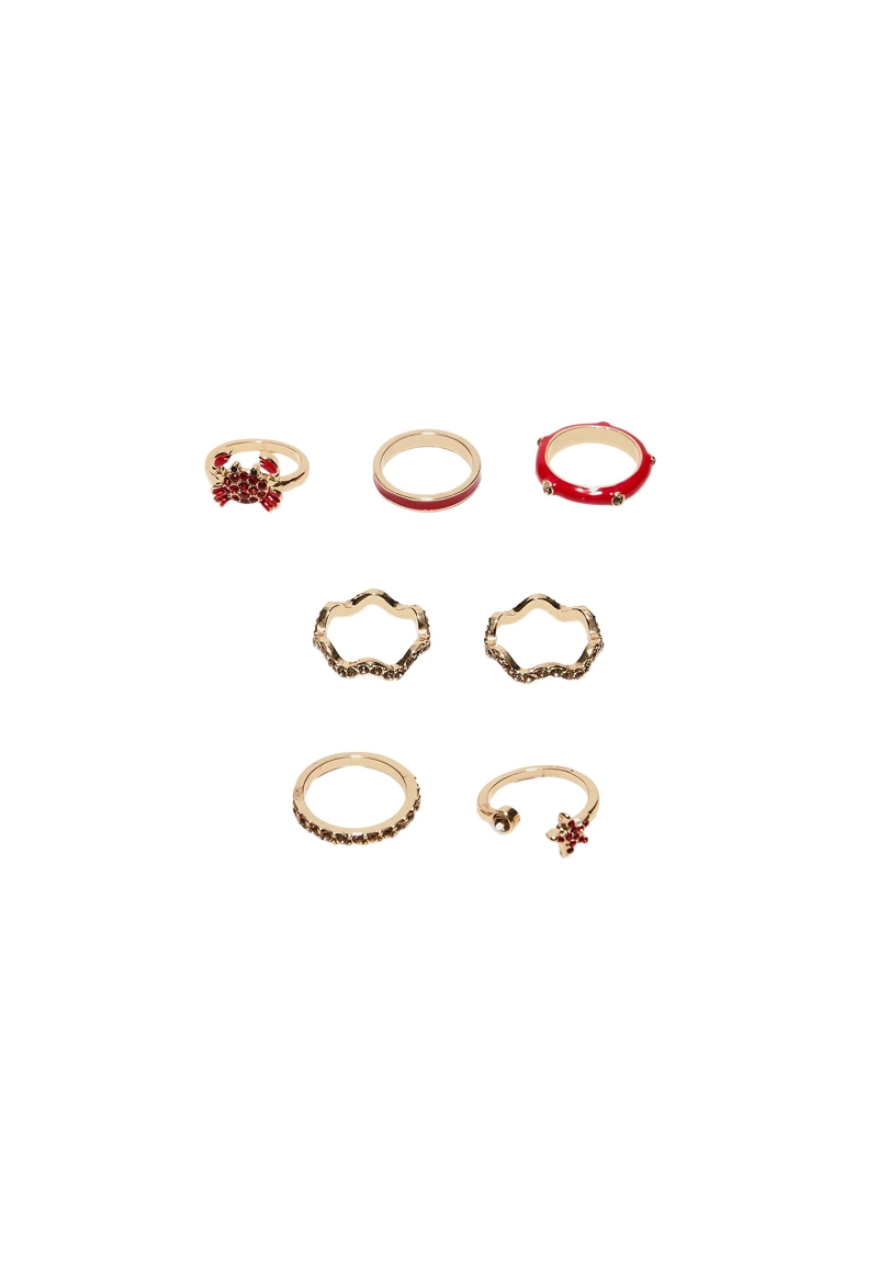Набор из 7 колец «Краб» со стразами