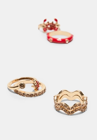 Набор из 7 колец «Краб» со стразами- Заказать в России