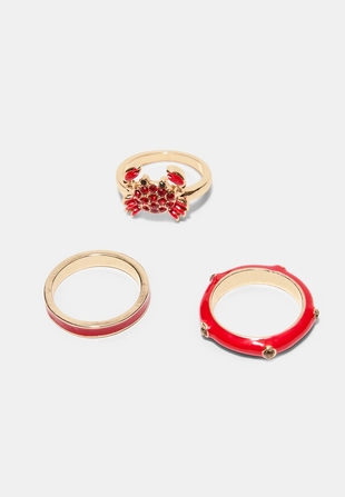 Набор из 7 колец «Краб» со стразами- Заказать в России