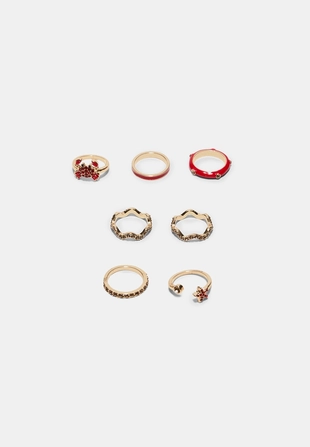 Набор из 7 колец «Краб» со стразами- Заказать в России