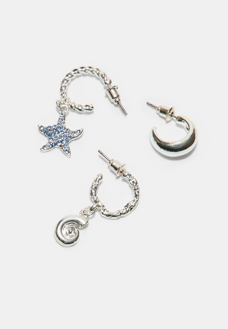 Набор из 9 серег «Морская звезда» с блестками