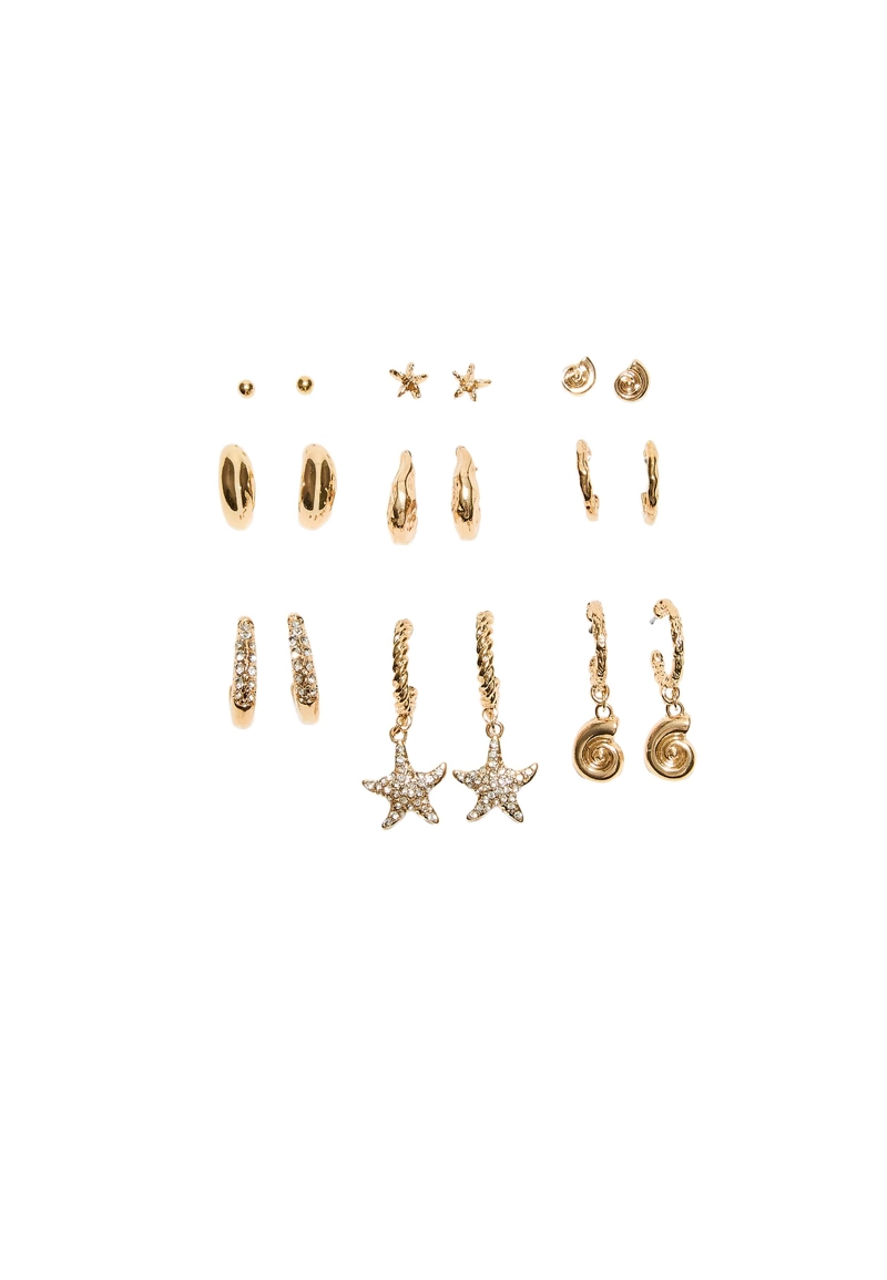 Набор из 9 серег «Морская звезда» с блестками