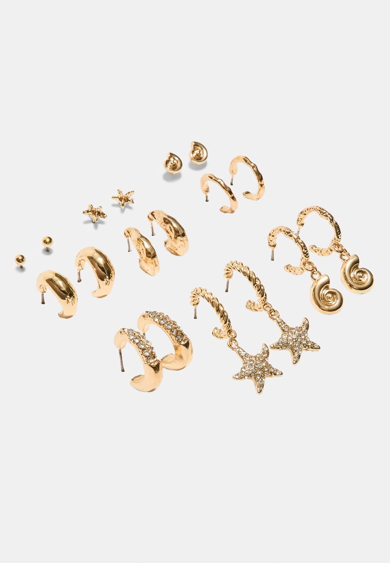 Набор из 9 серег «Морская звезда» с блестками