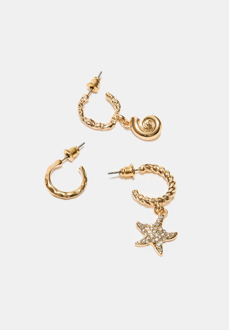 Набор из 9 серег «Морская звезда» с блестками