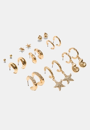 Набор из 9 серег «Морская звезда» с блестками- Заказать в России