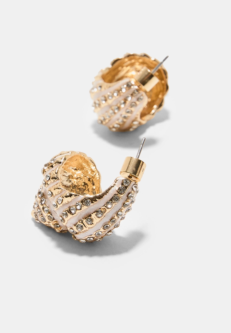 Серьги-ракушки с блестящей отделкой