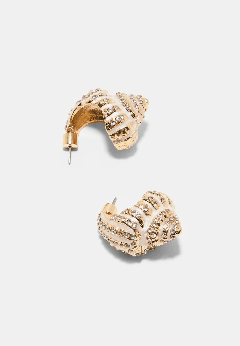 Серьги-ракушки с блестящей отделкой