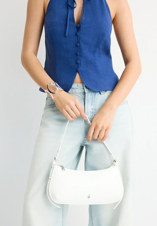 Удлиненная сумка на плечо с люверсами- Заказать в России